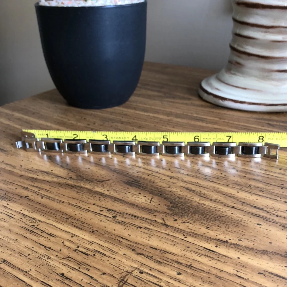 Stainless Steel and Black Bracelet - Picture 7 of 8